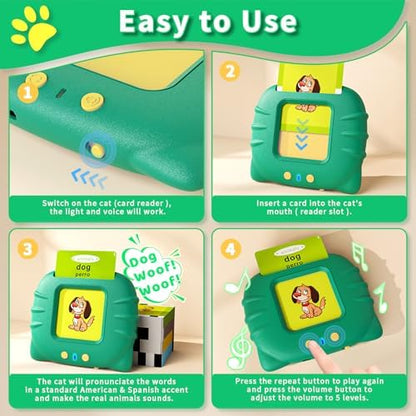 Toddler Toys Bilingual English and Spanish Talking Flash Cards for 1 2 3 4 5 6 Year Old Boys and Girls, Autism Sensory Toys for Autistic Children, Learning Educational Speech 250 Sight Words