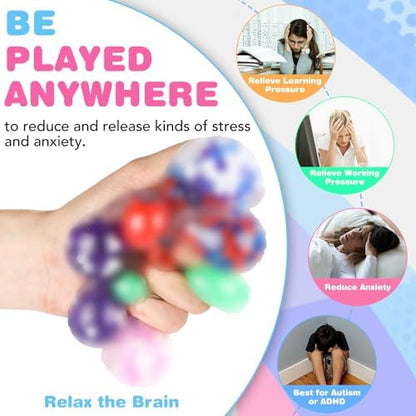 54Pack Stress Balls, Squishy Squeeze Balls Bulk Fidget for Adults Squishy Balls Stress Relief Balls, Stress Balls for Adults, Party Favors, Goodie Bag Stuffers