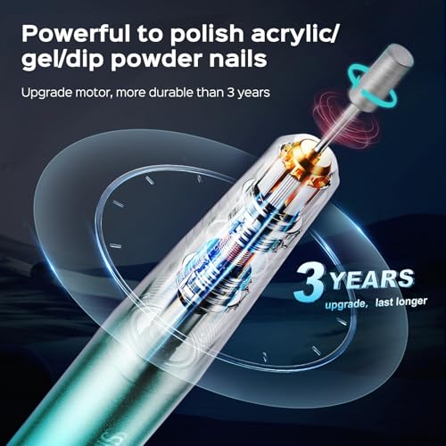 COSLUS Electric Nail Drill File Professional: for Acrylic Gel Dip Powder Nails Portable Nail Machine Kit Manicure Pedicure Tools Polishing Set with Nail Drill Bits Sanding Bands Blue