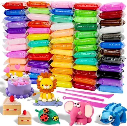 Air Dry Clay - 64 Pack Modeling Clay Kit with 3 Sculpting Tools,Safe & Non-Toxic,DIY Magic Toys Gifts for Boys,Girls,Kids - 32 Colors