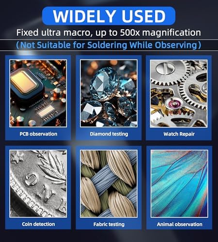 T TAKMLY Magnifying Glass with Light Portable Handheld USB Digital Microscope Macro Camera 2.0 inch IPS Color Screen Fixed Focus, 200w Pixel, 500x Magnification, Compatible with Windows, Mac OS