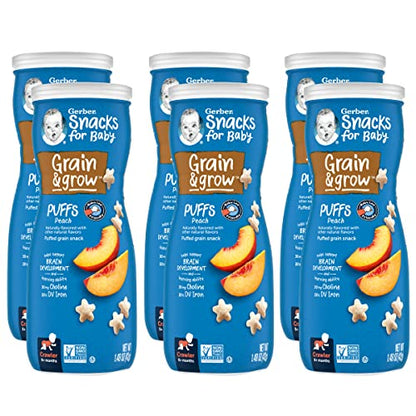 Gerber Puffs Cereal Snack, Peach,1.48 ounce(Pack of 6)