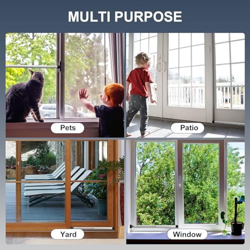 DIIG Sliding Door Security Bar，17.7-50.5inch Adjustable Locking Window Safety Bar with Rubber Tips,Diameter 1inch Window Security Bar for Home Apartment Travel (White)