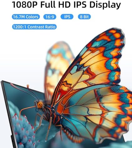 Ingnok 15.6'' FHD IPS Portable Monitor – Ultra Slim External Screen with USB C/HDMI for Laptop, Mac, PC, Phone, PS4, PS5, Switch (Renewed)