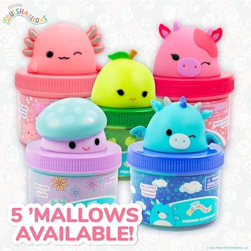 Original Squishmallows Premium Cloud Slime, 3-Pack, 9 Add Ins, 8 oz. Fluffy Slimes, for Kids, Bulk, Great 6 Year Old Toys & Party Favors, Super Soft Sludge Toy