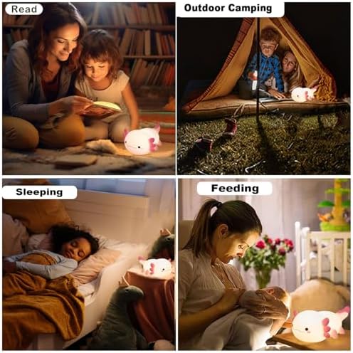 Axolotl Night Light for Kids,Cute Axolotl lamp Gifts Rechargeable light Table Lamp Bedside Lamp,LED Animal Silicone Nursery Night Lamp Cute Room Decor Night Light for Kids Girls Boys