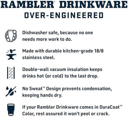 YETI Rambler 18 oz Bottle, Vacuum Insulated, Stainless Steel with Straw Cap, Navy