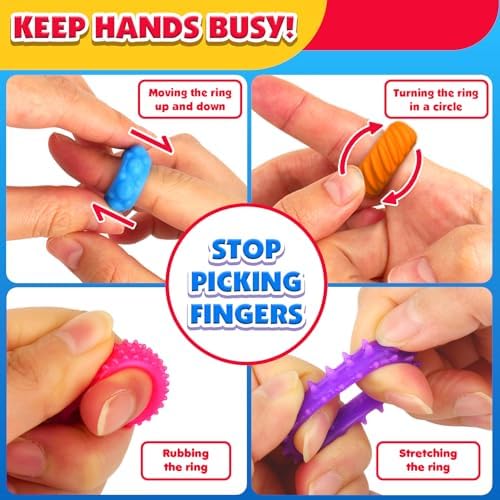 Sensory Toys Fidget Rings for Kids 36Pack: Anxiety Rings for Stress - Stretchy Calming Toys for Autism - Bulk Fidgets for Students Classroom Prize