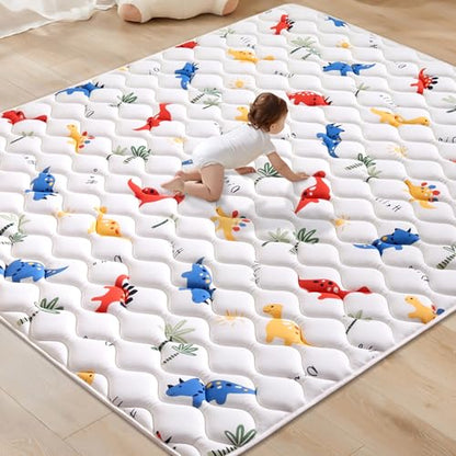 Odorless Premium Foam Baby Play Mat 79" x 71", Soft Microfiber Fabric Crawling Mat for Floor- Comfortable and Hypoallergenic, Non-Slip Cushioned Floor Playpen mat for Infants,Babies,Toddlers