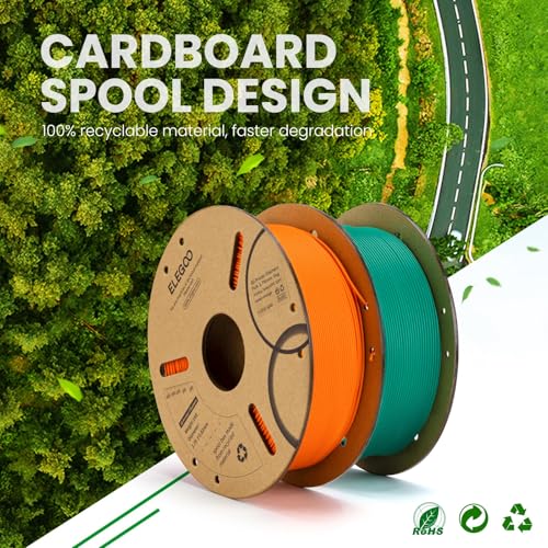 ELEGOO PLA Filament 1.75mm Orange 1KG, 3D Printer Filament Dimensional Accuracy +/- 0.02mm, 1kg Cardboard Spool(2.2lbs) 3D Printing Filament Fits for Most FDM 3D Printers