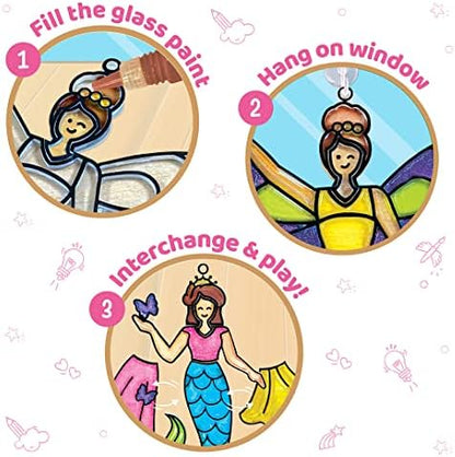 Imagimake Window Art Princess | Suncatcher Kit | Arts and Crafts for Kids Ages 8-12 | Girls Toys Age 6-8 | Unicorn Gifts for Girls Age 6-8 | 5 Year Old Girl Gift | 8 Year Old Girl Birthday Gift