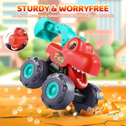 Dinosaur Monster Trucks for Toddlers 2-4 Years Kids Toy Boys 3-5, Dinosaur Toys for Kids 1 2 3 4 5 Year Old Boy Girl Birthday Gift Xmas Stocking Stuffers Baby Toddler Boy Toys Gifts Age 1 2 3 4