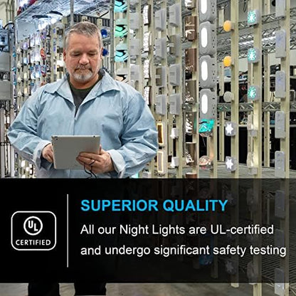 GE LED Night Light, Plug-in, Dusk to Dawn Sensor, Warm White, Ambient Lighting, Ideal for Kids and Adults Bedroom, Bathroom, Nursery, Hallway, Kitchen, 46882, 4 Pack