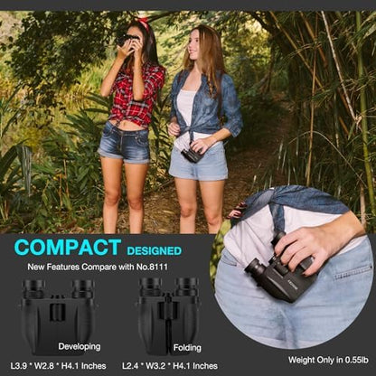 Hontry Binoculars for Adults and Kids, 10x25 Compact Binoculars for Bird Watching, Theater and Concerts, Cruise Ship and Sport Games