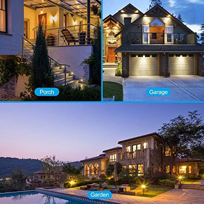 Dusk to Dawn LED Light Bulbs Outdoor, Automatic On/Off, 60W Equivalent, Warm White 3000K, Energy Efficient 9.5W, 850 Lumen, A19, E26 Base, 4-Pack, HQ-H009