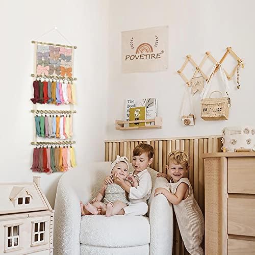 POVETIRE Headband Holder Hair Bows Organizer for Girls,Baby Headbands Hair Accessories Organizer Storage Headband Wall Hanging Decor for Nursery Toddler Girls Room