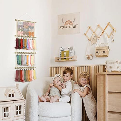 POVETIRE Headband Holder Hair Bows Organizer for Girls,Baby Headbands Hair Accessories Organizer Storage Headband Wall Hanging Decor for Nursery Toddler Girls Room