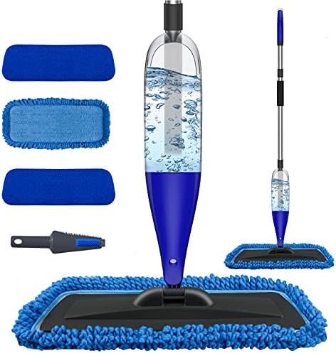 Spray Mop for Floor Cleaning with 3pcs Washable Pads - Wet Dry Microfiber Mop with 800 ml Refillable Bottle for Kitchen Wood Floor Hardwood Laminate Ceramic Tiles Floors Dust Cleaning