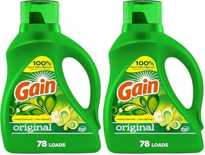 Gain + Aroma Boost Liquid Laundry Detergent, Original Scent, 78 Loads, 113 fl oz, HE Compatible (Pack of 2)