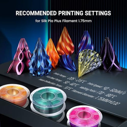 SUNLU Silk Triple Color Pla Filament, Silk PLA 3D Printer Filament 1.75mm, Shiny Silk Texture, Dimensional Accuracy +/- 0.02mm, 1KG Spool (2.2 lbs), PLA Silk Triple Color (Blue Green Purple)