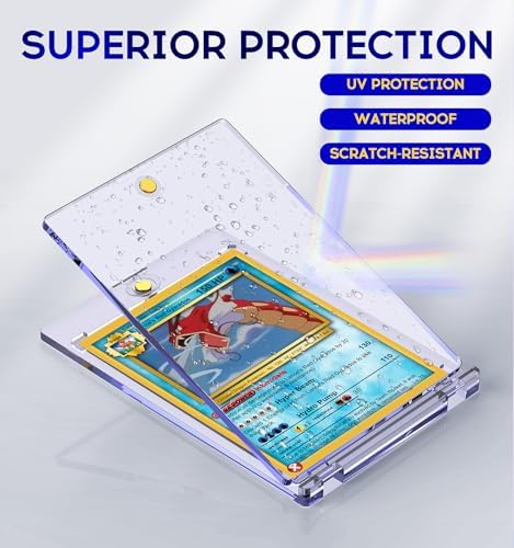 100ct Magnetic Card Holder, 35pt One Touch Card Holder, U-V Protectors Hard Plastic for Trading Cards, Magnet Case, Sports, Game, Football, Baseball Cards Holder