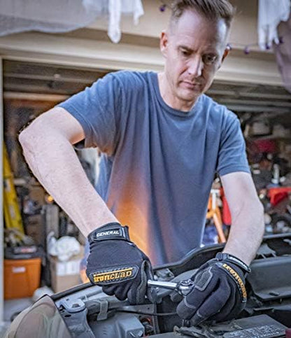 Ironclad General Utility Work Gloves GUG, All-Purpose, Performance Fit, Durable, Machine Washable (1 Pair) Black