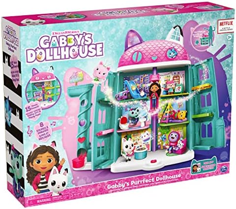 Gabby’s Dollhouse, Purrfect Dollhouse with 15 Pieces including Toy Figures, Furniture, Accessories and Sounds, Kids Toys for Ages 3 and up