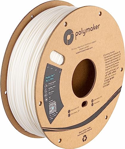 Polymaker PLA PRO Filament 1.75mm 1kg, Tough & High Rigidity White 3D Printing Filament, PolyLite PLA PRO 3D Printer Filament 1.75mm, Print with Most 3D Printers