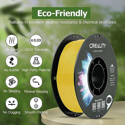 Official Creality PETG 3D Printer Filament 1.75mm 1KG (2.2lbs), High Precision, Strong Toughness, Odorless, Better Flow, Moistureproof 3D Printing CR PETG Filament, Yellow