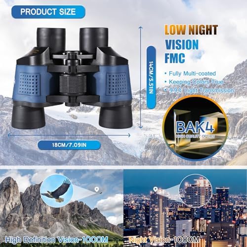 Night Vision Binoculars for Adults 60X60 10000M Professional Waterproof High Power Optical Telescope for Stargazing, Bird Watching, Concerts, Football, Sightseeing, Hunting with Carrying Bag