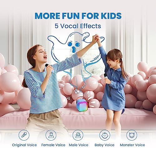 IROO Mini Karaoke Machine for Kids, 2025 TOP Toys Birthday Gifts Ideas for Girls Ages 4, 5, 6, 7, 8, 9, 10, 12+ Years Old, Portable MP3 Player with 2 Wireless Mics for Party