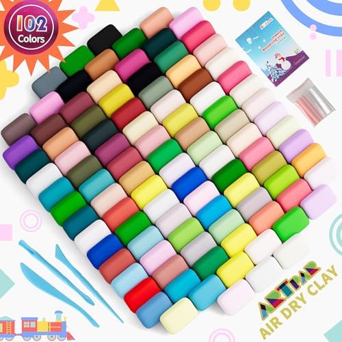Air Drying Clay Kids 102 Colors, Modeling Magic Clay Kit with Sculpting Tools,Non-Toxic and Non-Sticky,Classroom Activities & Art and Crafts Creative Play Gifts for Boys & Girls Age 3-12