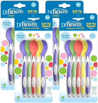Dr. Brown's Soft-Tip Toddler Feeding Spoons, 24 Pack, Multi