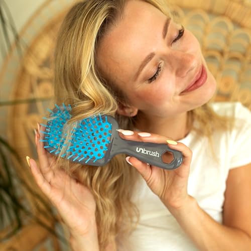 FHI Heat UNbrush Detangling Brush for Pain-Free Brushing on All Wet or Dry Hair Types — Durable DuoFlex Anti-Static Bristles, Lightweight Handle, Vented Hair Brush