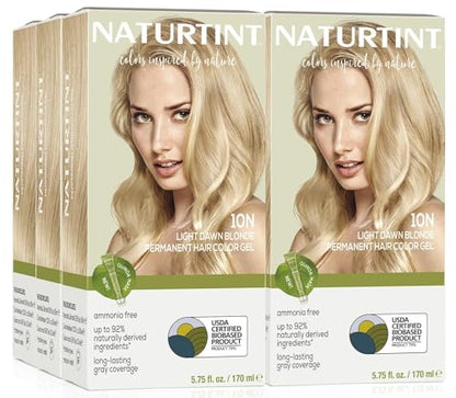 Naturtint 10N Light Dawn Blonde Permanent Hair Color (Pack of 6), Ammonia Free, Vegan, Cruelty Free, up to 100% Gray Coverage, Long Lasting Results (Packaging may vary)