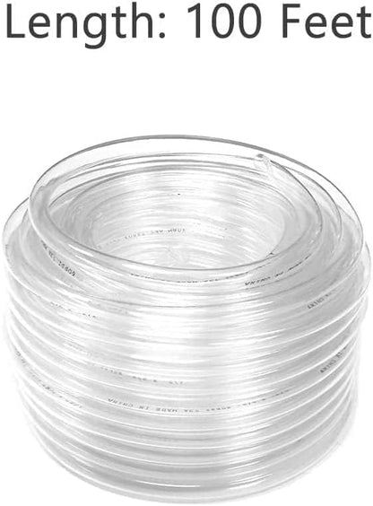 Eastrans 100ft x 1/4" ID Clear Vinyl Tubing, Flexible Hybrid PVC Tubing Hose, Lightweight Plastic Tube UV Chemical Resistant Vinyl Hose, BPA Free and Non Toxic