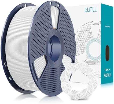 SUNLU 3D Printer Filament PLA Plus 1.75mm, SUNLU Neatly Wound 1.75mm PRO, PLA+ Filament for Most FDM 3D Printer, Dimensional Accuracy +/- 0.02 mm, 1 kg Spool(2.2lbs), White