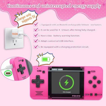 Handheld Game for Kids -Preloaded 220 Retro Video Games, Portable Gaming Player with Rechargeable Battery 3.0" LCD Screen, Mini Arcade Electronic Toy Gifts for Boys Girls (Red)