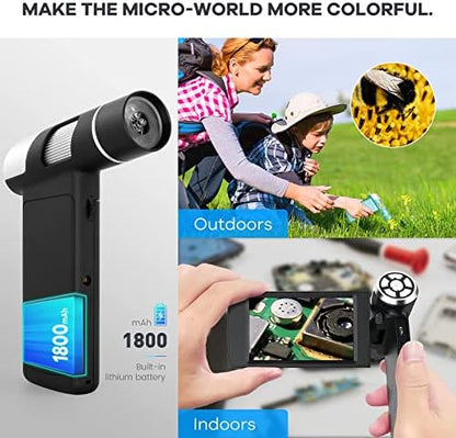 Andonstar AD203 Handheld Digital Microscope, Portable Pocket USB Coin Microscope with 4 inch Screen for Kids and Adults, Black, Electronic FHD Video, Windows Mac PC