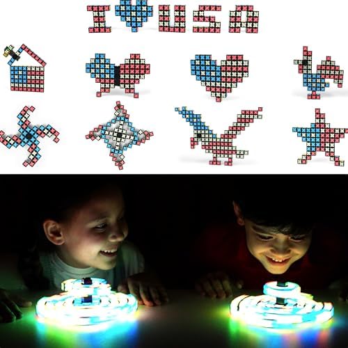 TOSY Magnet Fidget Spinner Mini - 8 Blocks, 3 in 1 Toy: Transformable Fidget Spinner, Infinity Cube, 2x2 Puzzle Cube, Stress Relief, STEM Magnet Tiles Birthday Gift for Kids/Boys/Girls/Adults, 4-Pack