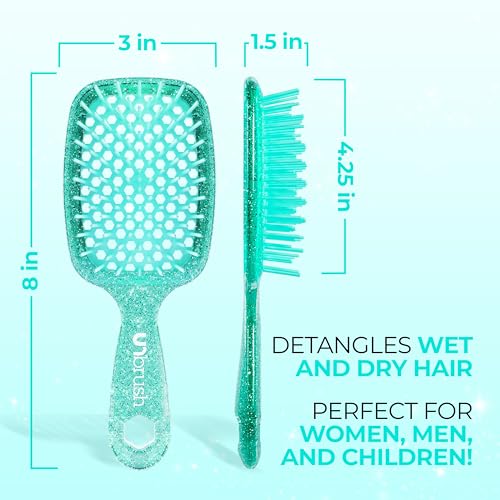 FHI Heat UNbrush Detangling Brush for Pain-Free Brushing on All Wet or Dry Hair Types — Durable DuoFlex Anti-Static Bristles, Lightweight Handle, Vented Hair Brush
