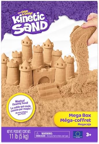 Kinetic Sand, 11lb (5kg) Natural Brown Play Sand Mega Box, Sensory Toys for Kids & Classroom, Back to School Teacher Must Haves (Packaging May Vary)