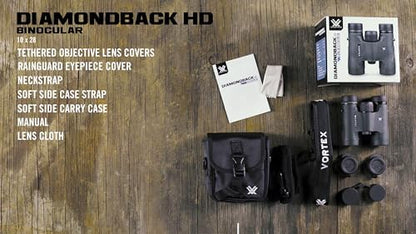 Vortex Optics Diamondback HD 10x28 Binoculars - HD Optical System, Non-slip Grip, Waterproof, Fogproof, Shockproof, Included Carry Case - Unlimited, Unconditional Warranty