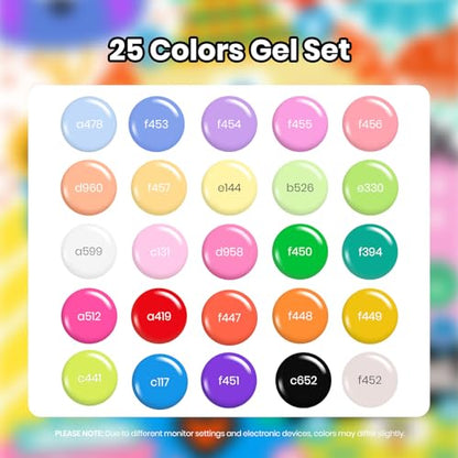 Beetles Gel Nail Polish Set, 25 Colors Bright Gel Polish Kit 32 PCS Nude White Black Pink Blue Green Yellow Colors with Base Glossy Matte Top Coat Gifts for Women Doodle Dreams