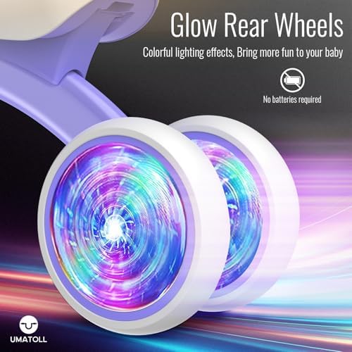 Umatoll Colorful Lighting Baby Balance Bike for 1 Year Old Boys Girls, 12-24 Months Toddler Bike with Basket, Adjustable Seat, First Birthday Gift (Purple)