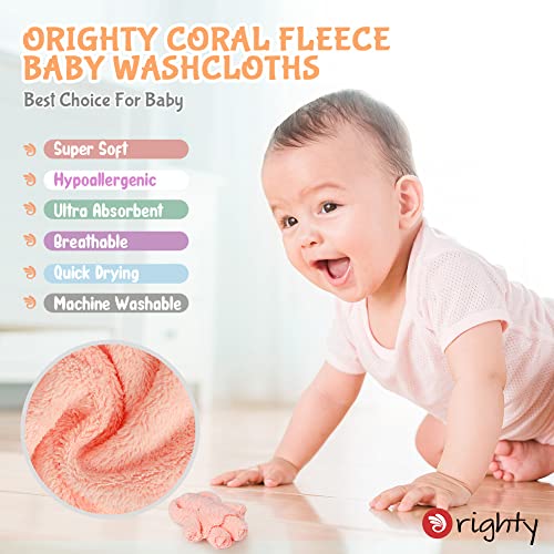 Orighty Baby Washcloths 50-Pack, Microfiber Coral Fleece Baby Face Towels, Soft and Absorbent Wash Cloths for Newborns, Infants and Toddlers, Gentle on Delicate Skin for Face Hands and Body, 7x9 Inch
