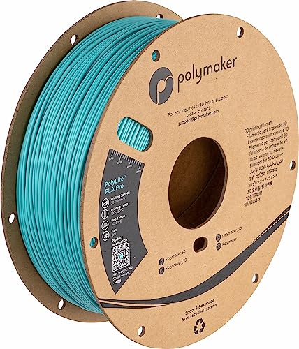 Polymaker PLA PRO Filament 1.75mm 1kg, Tough & High Rigidity Polymaker Teal 3D Printing Filament, PolyLite PLA PRO 3D Printer Filament 1.75mm, Print with Most 3D Printers