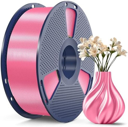 SUNLU 3D Printer Silk Filament,Shiny Silk PLA Filament 1.75mm, Smooth Silky Surface, Great Easy to Print for 3D Printers, Dimensional Accuracy +/- 0.02mm, Silk Pink 1KG