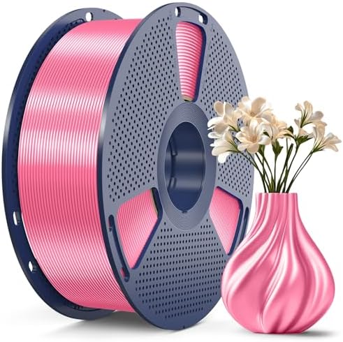 SUNLU 3D Printer Silk Filament,Shiny Silk PLA Filament 1.75mm, Smooth Silky Surface, Great Easy to Print for 3D Printers, Dimensional Accuracy +/- 0.02mm, Silk Pink 1KG