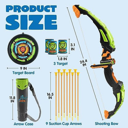 JOYIN Kids Bow and Arrow Set with LED Flash Lights, Outdoor Archery Set Toy Gift for Boys and Girls Ages 6-12 with Suction Cup Arrows, Target & Arrow Case, Great Birthday Gift for Kids/Children